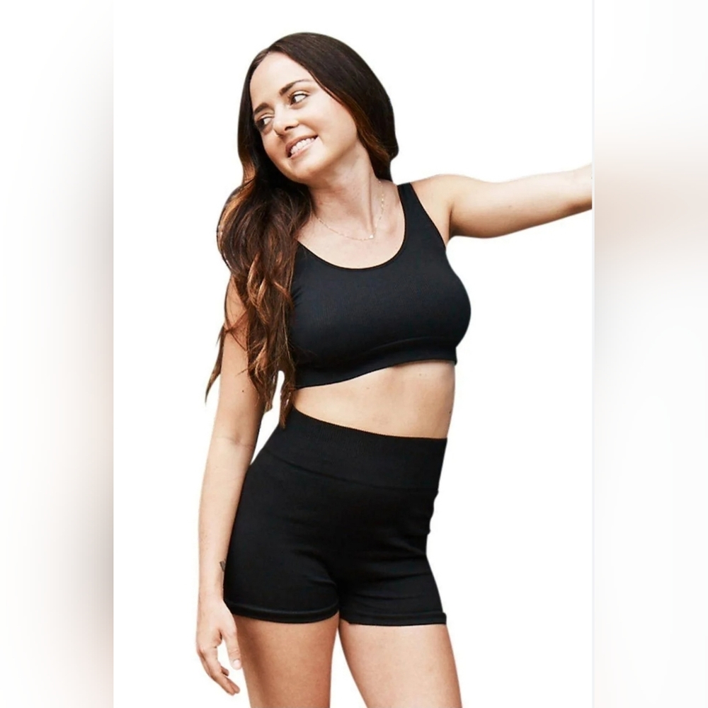 Capezio Seamless Rib Bra Top Black 11378W Dance Leisure Comfort